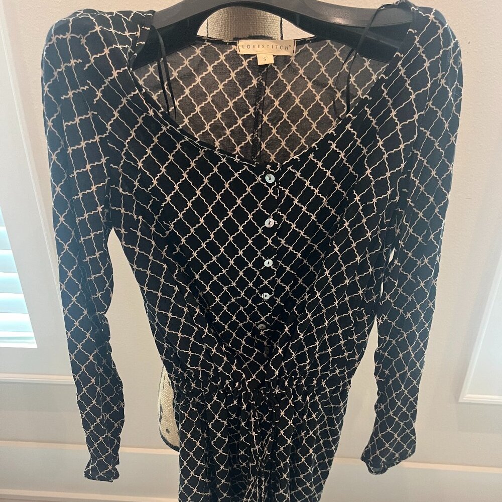 Love Stitch Black and White Drawstring Rompe